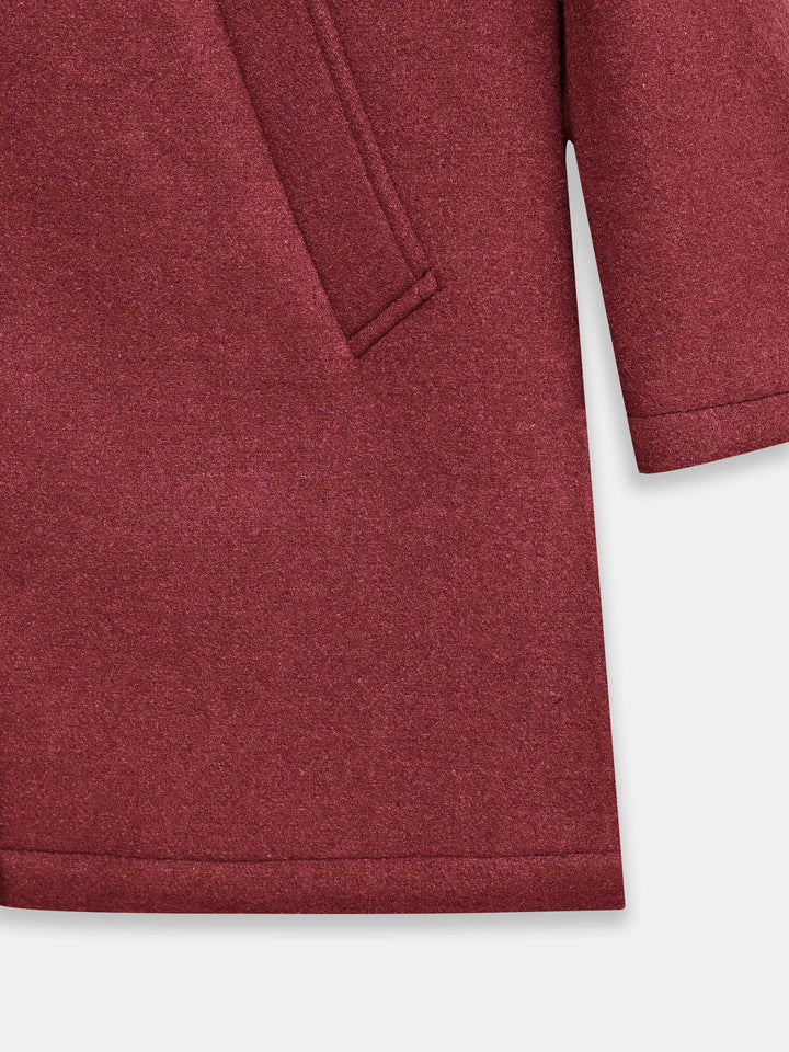 Red Wool Blended Long Coat - Women