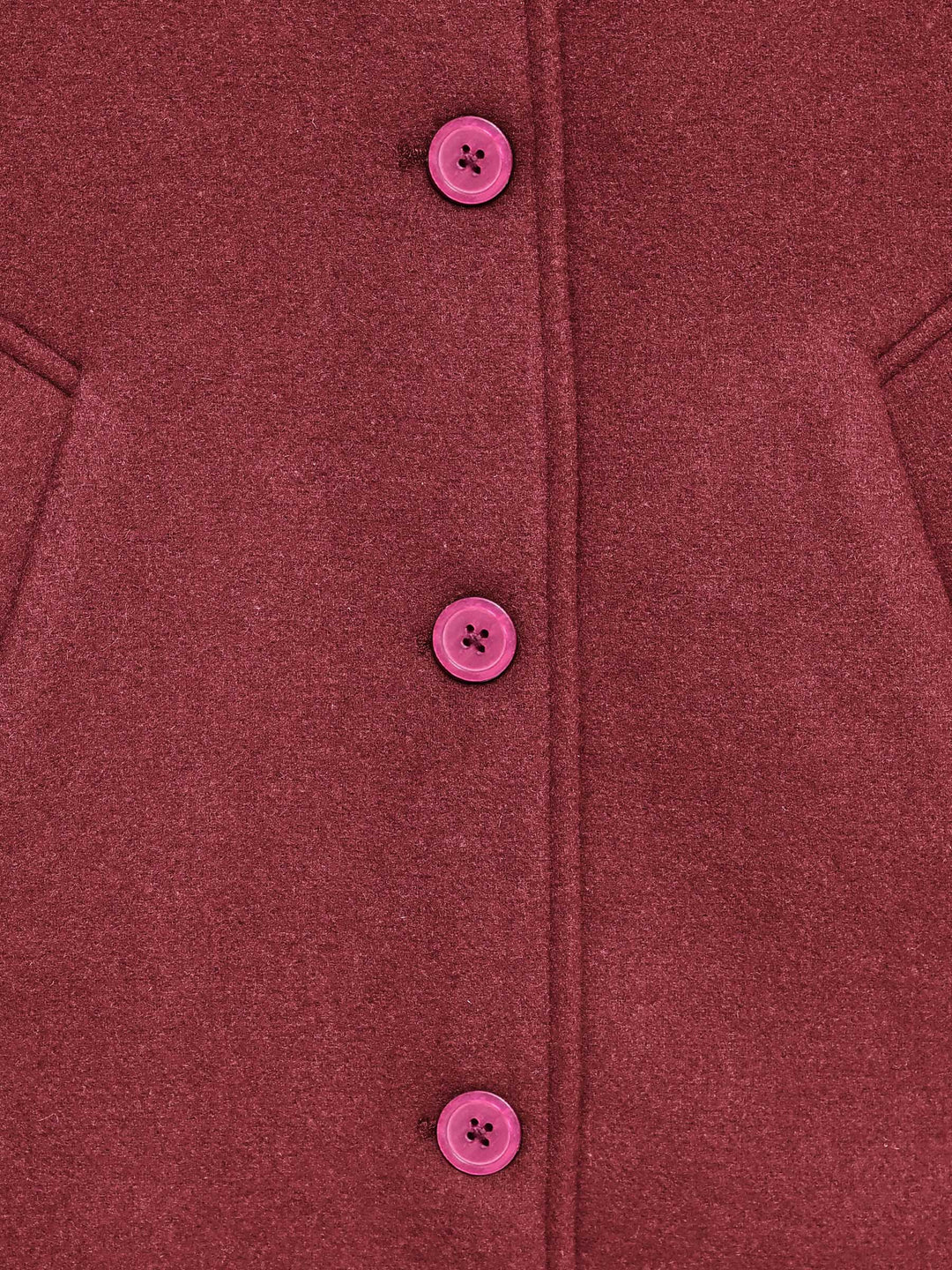 Red Wool Blended Long Coat - Women