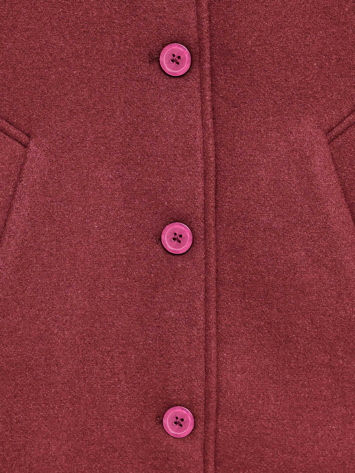 Red Wool Blended Long Coat - Women