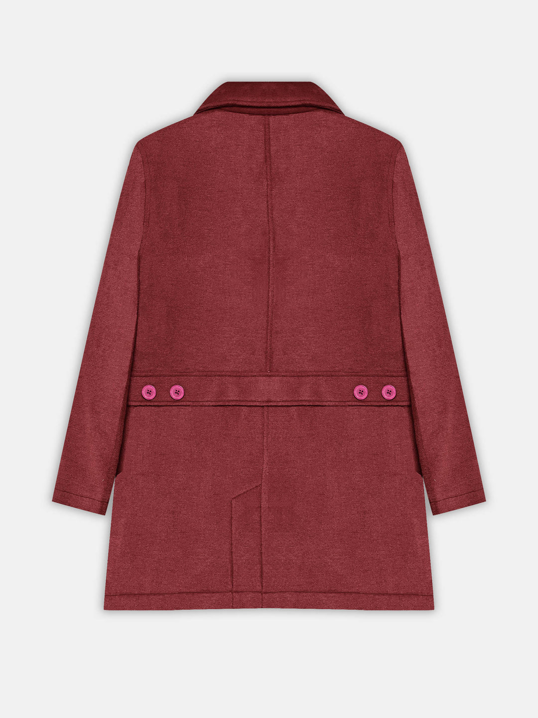 Red Wool Blended Long Coat - Women