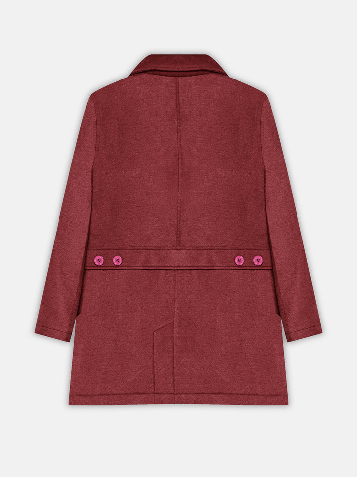 Red Wool Blended Long Coat - Women