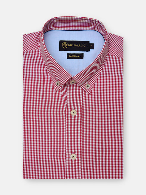 Red Gingham Button Down Shirt Brumano Pakisan