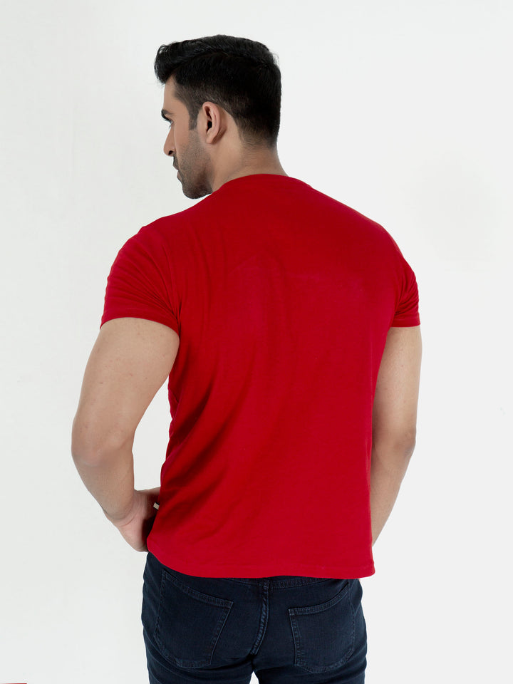Red Graphic Geometric Printed T-Shirt Brumano Pakistan