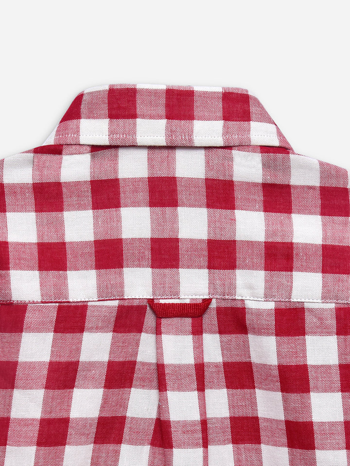 Red Large Gingham Half Sleeve Casual Shirt  Brumano Pakistan