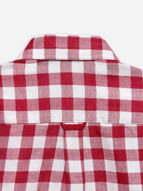 Red Large Gingham Half Sleeve Casual Shirt  Brumano Pakistan