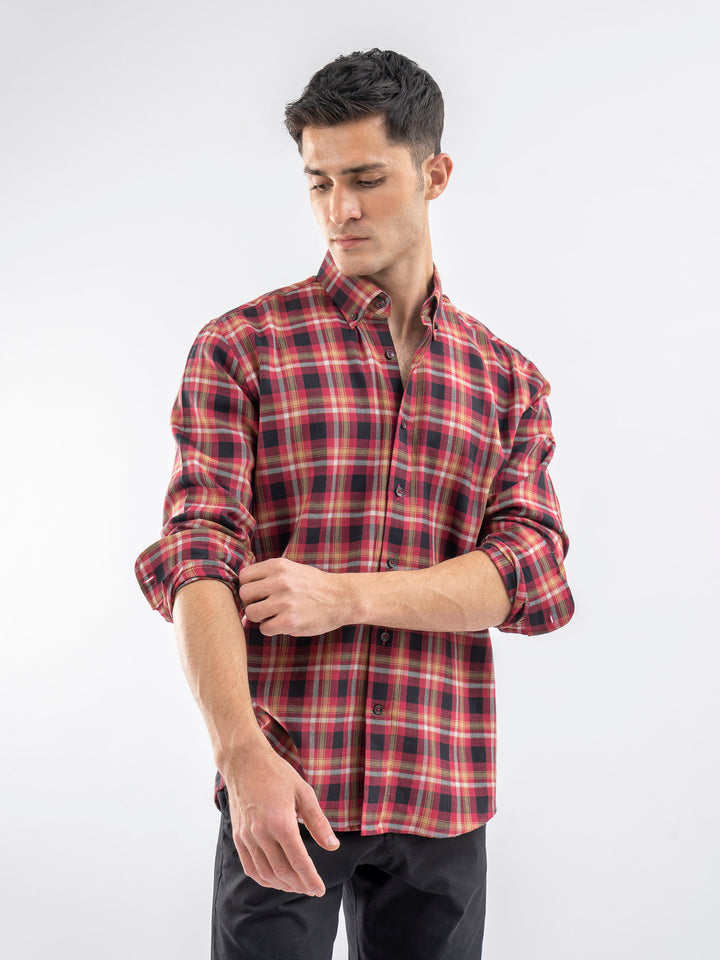 Red Light Weight Checkered Shirt