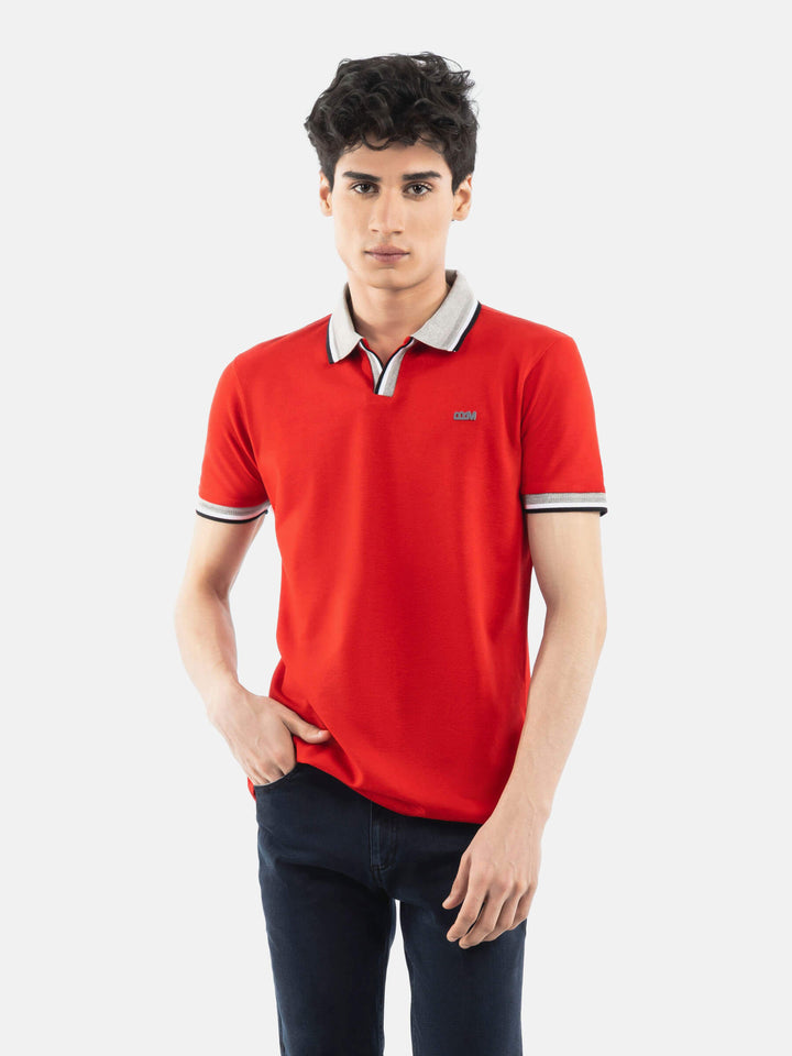 Red Polo with Grey Sporty Collar Brumano Pakistan
