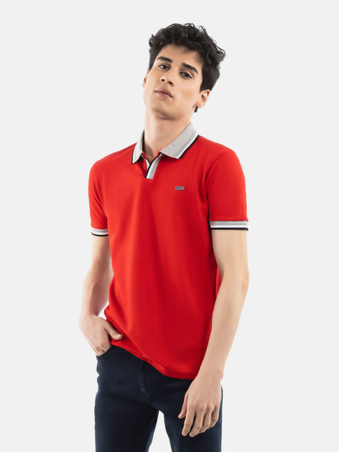 Red Polo with Grey Sporty Collar Brumano Pakistan