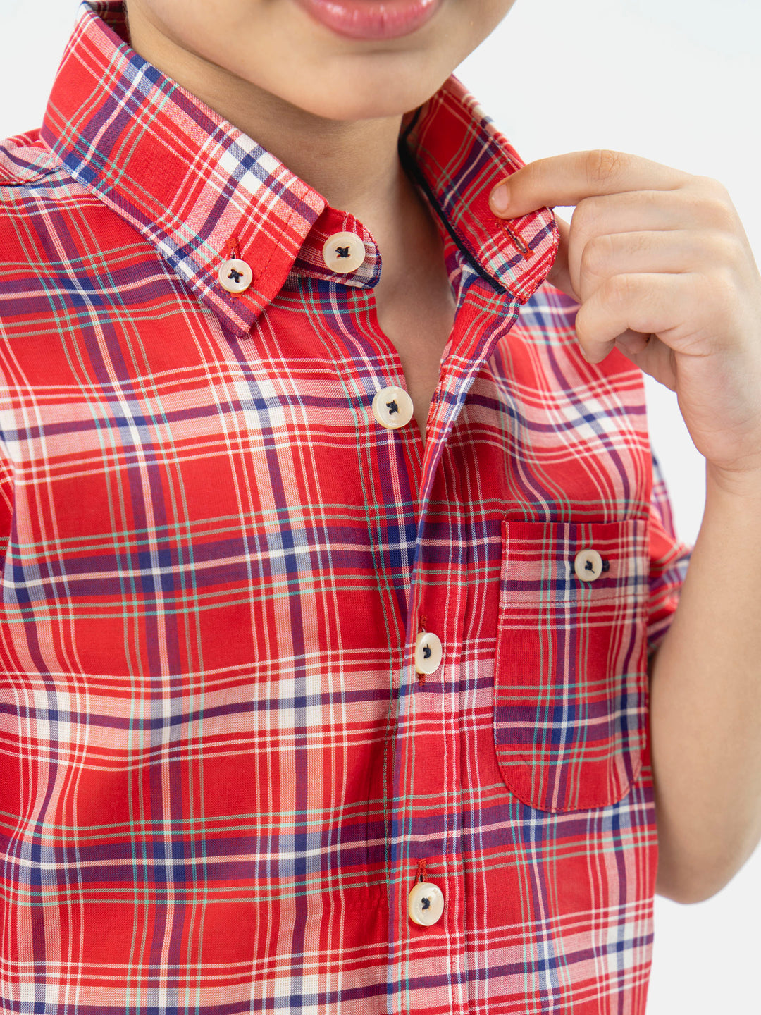 Red Tartan Plaid Half Sleeve Casual Checkered Shirt Brumano Pakistan