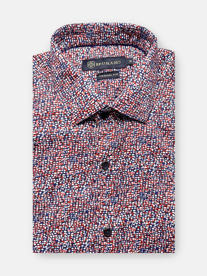 Red & Blue Abstract Printed Shirt