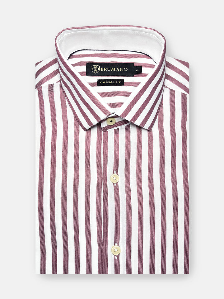 Red & White Bengal Striped Formal Shirt