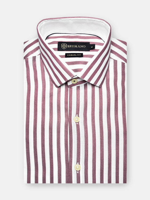 Red & White Bengal Striped Formal Shirt