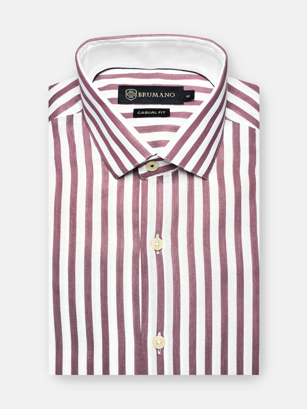 Red & White Bengal Striped Formal Shirt