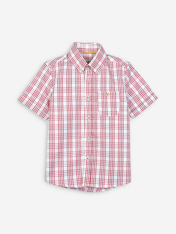 Red & White Checkered Half Sleeve Casual Shirt Brumano Pakistan
