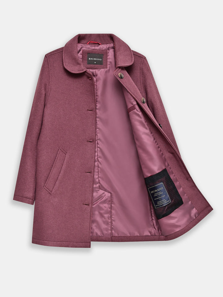 Rose Pink Wool Blended Long Coat - Women