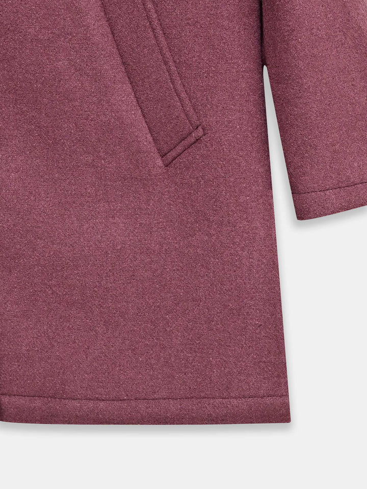 Rose Pink Wool Blended Long Coat - Women