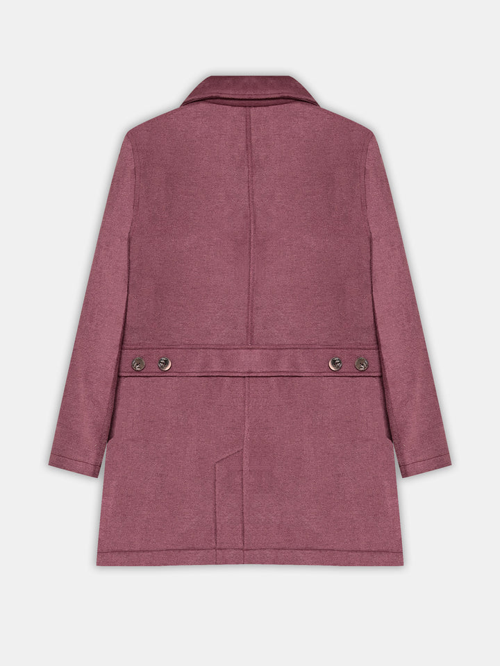 Rose Pink Wool Blended Long Coat - Women