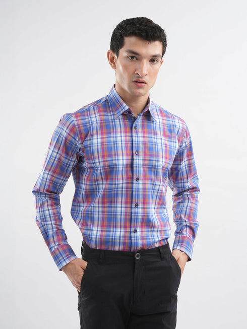 Royal Blue Checkered Tartan Plaid Shirt
