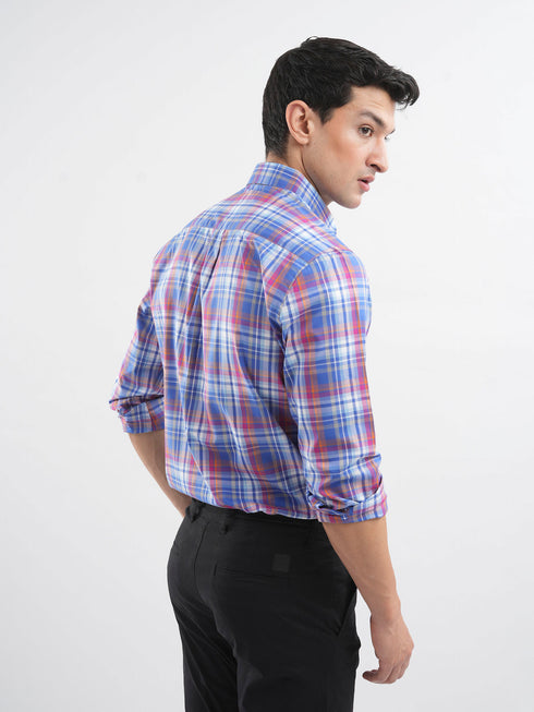 Royal Blue Checkered Tartan Plaid Shirt