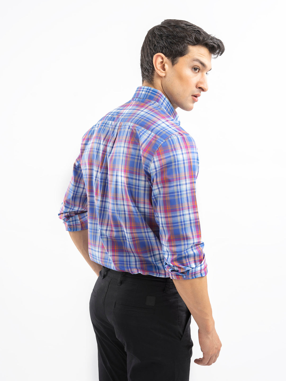 Royal Blue Checkered Tartan Plaid Shirt