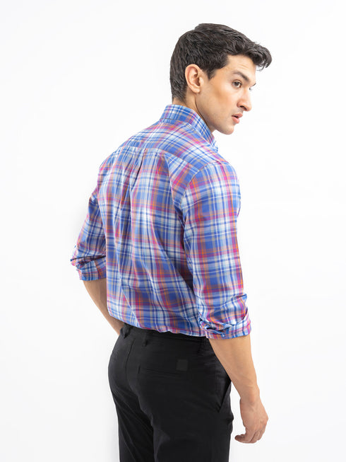Royal Blue Checkered Tartan Plaid Shirt