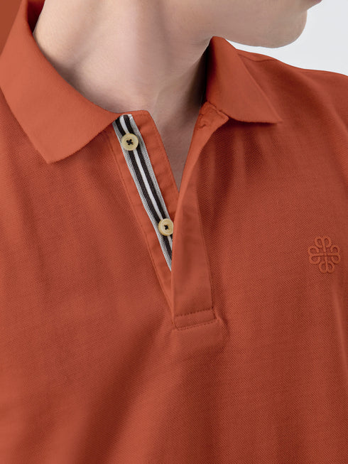 Rust Orange 100% Cotton Basic Polo Brumano Pakistan