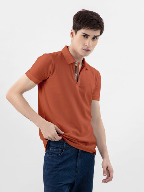 Rust Orange 100% Cotton Basic Polo Brumano Pakistan