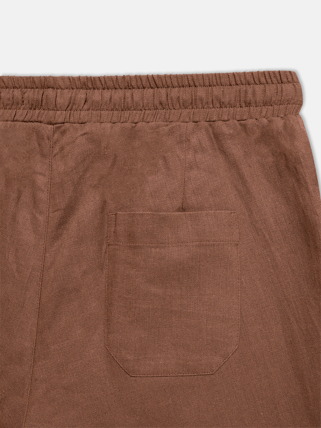 Elastic waistband detail on men's linen blend pajama
