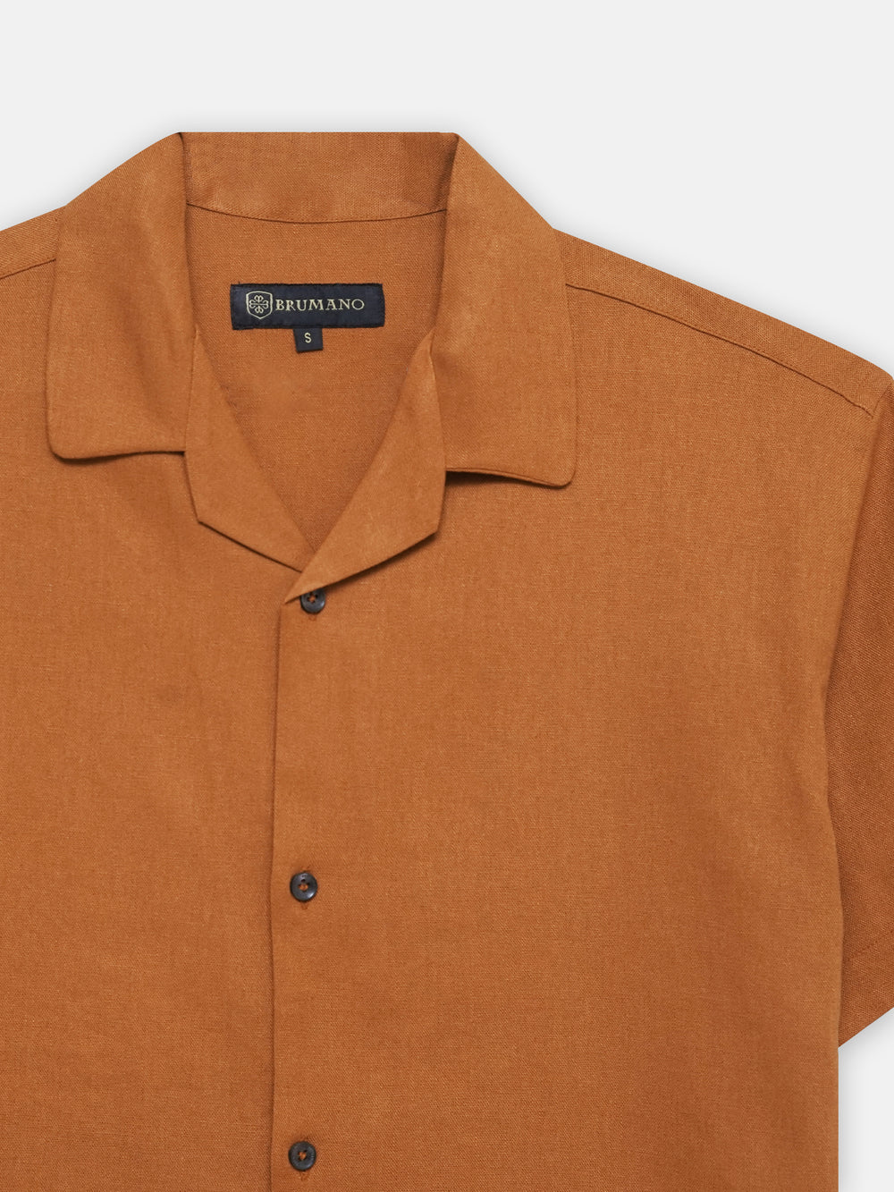 Rusty orange linen half sleeve cuban collar shirt