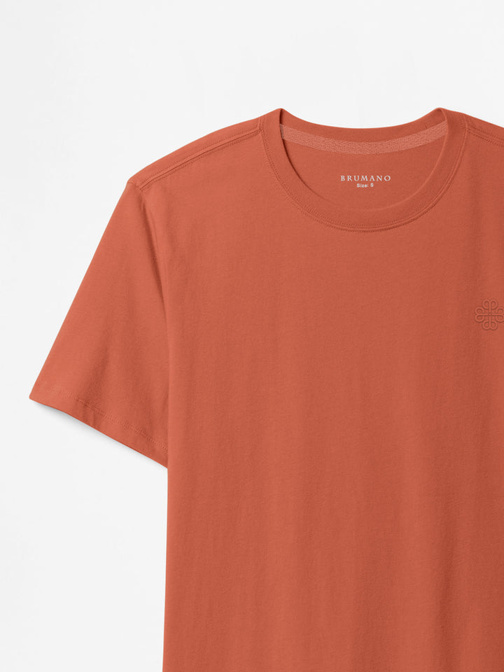 Rusty Orange 100% Combed Cotton Crew Neck T-Shirt - Women