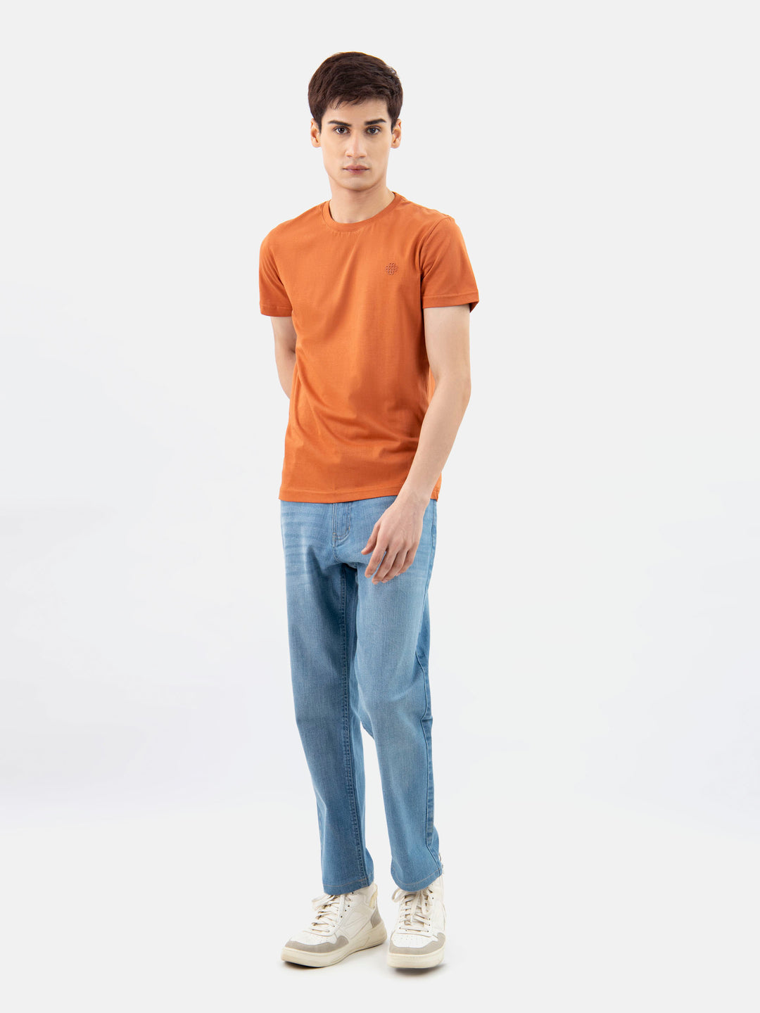 Rusty Orange 100% Combed Cotton Crew Neck T-Shirt Brumano Pakistan