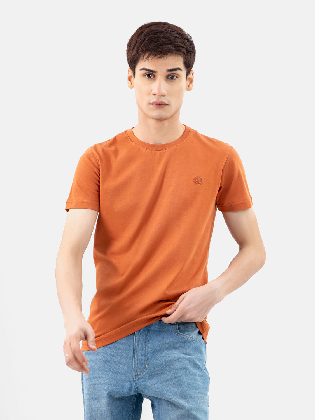 Rusty orange 100% combed cotton crew neck t shirt brumano pakistan