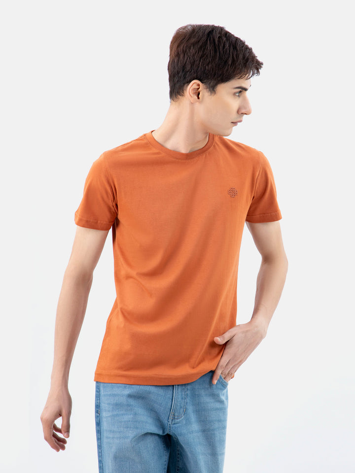 Rusty Orange 100% Combed Cotton Crew Neck T-Shirt Brumano Pakistan