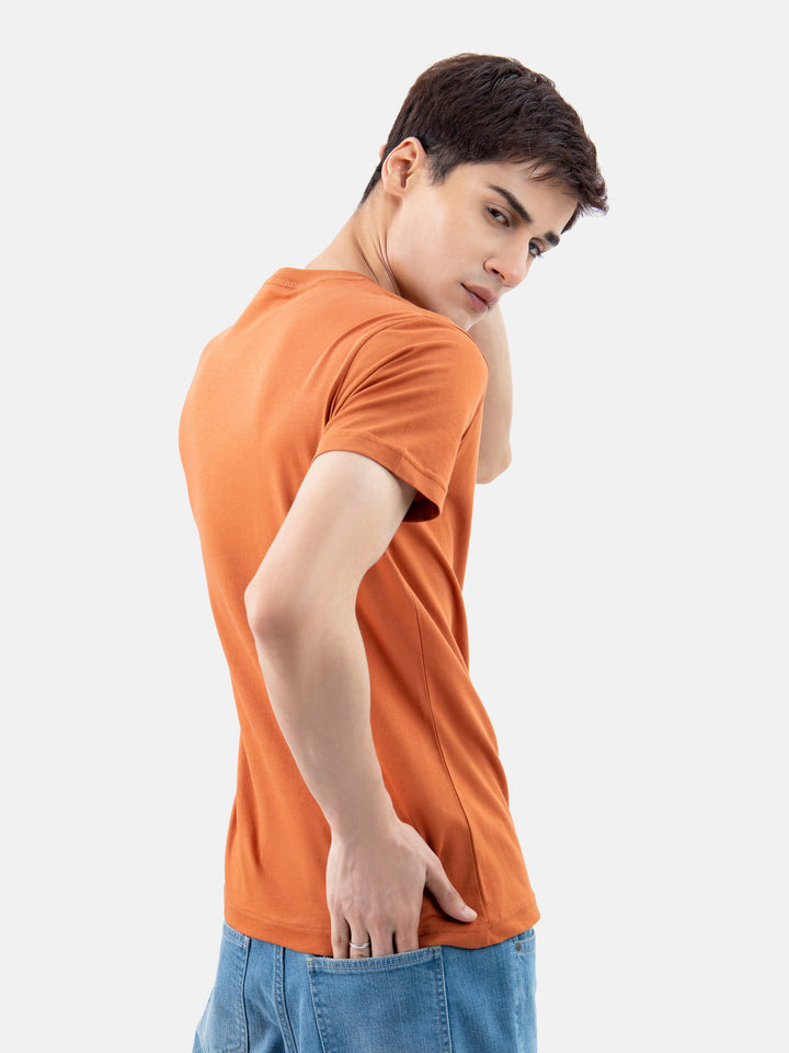 Rusty Orange 100% Combed Cotton Crew Neck T-Shirt Brumano Pakistan