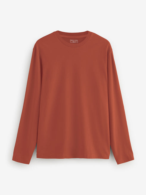 Rusty Orange Long Sleeve Crew Neck T-Shirt