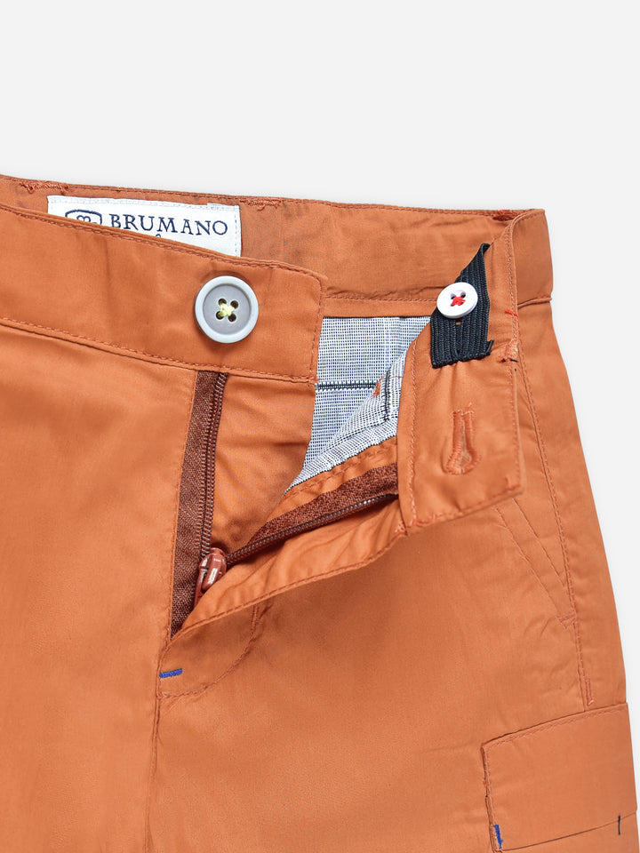 Rusty Orange Stretch Cotton Casual Shorts Brumano Pakistan