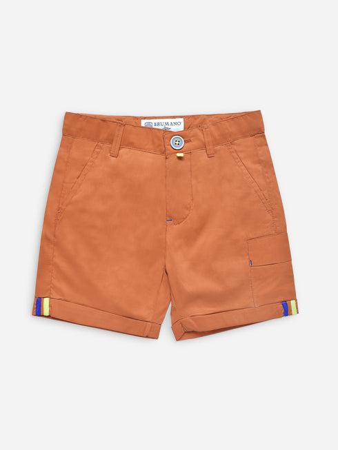 Rusty Orange Stretch Cotton Casual Shorts Brumano Pakistan