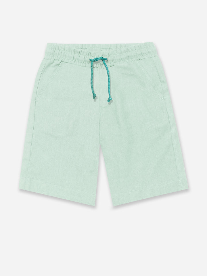 Sage Green Linen Casual Shorts - Junior