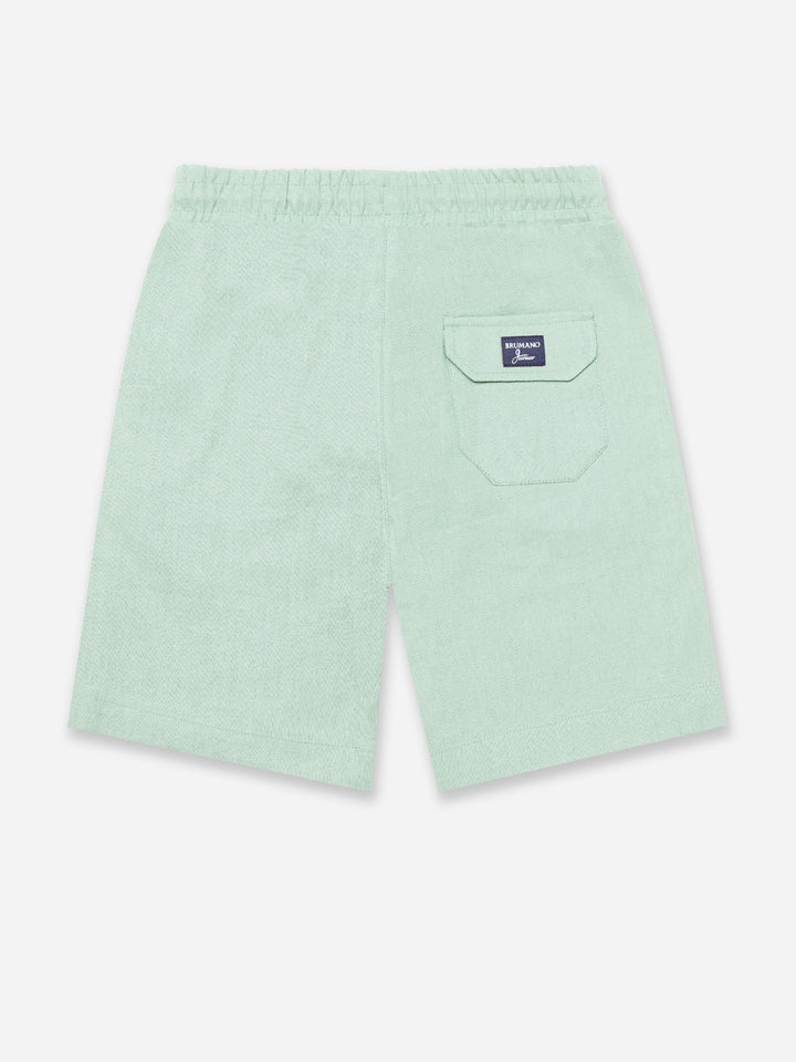 Sage Green Linen Casual Shorts - Junior