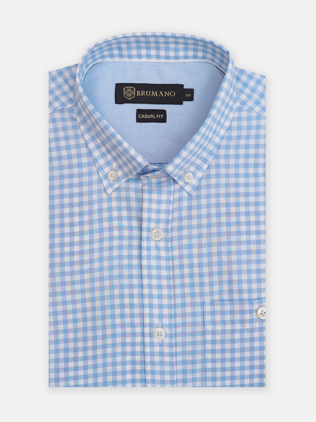 Sky blue bold gingham checkered shirt