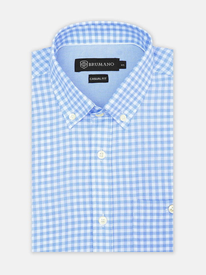 Sky Blue Bold Gingham Checkered Shirt