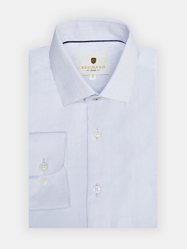 Sky Blue Dobby Structured Striped Formal Shirt - Luxe