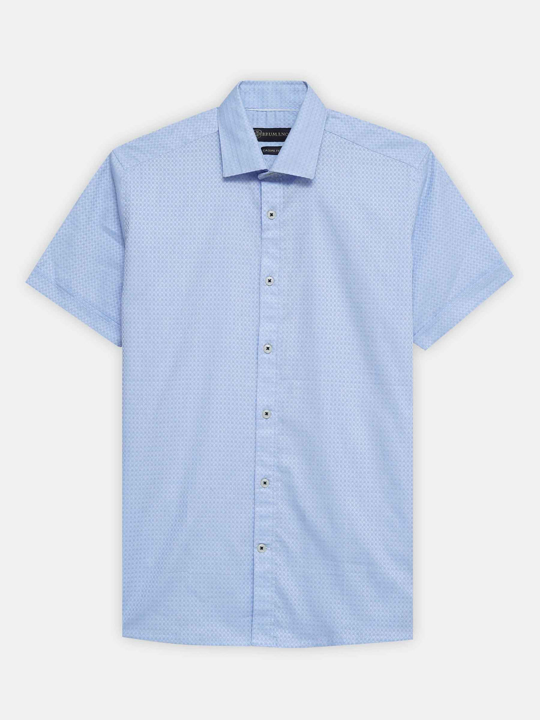Sky Blue Jacquard Patterned Half Sleeve Shirt