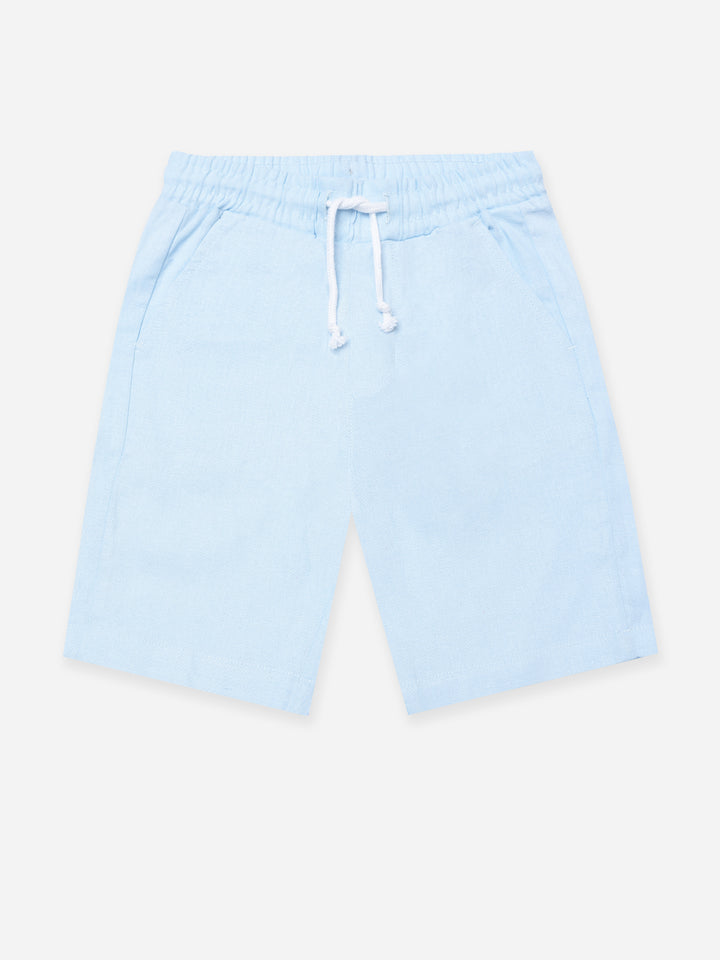 Sky Blue Linen Casual Shorts - Junior