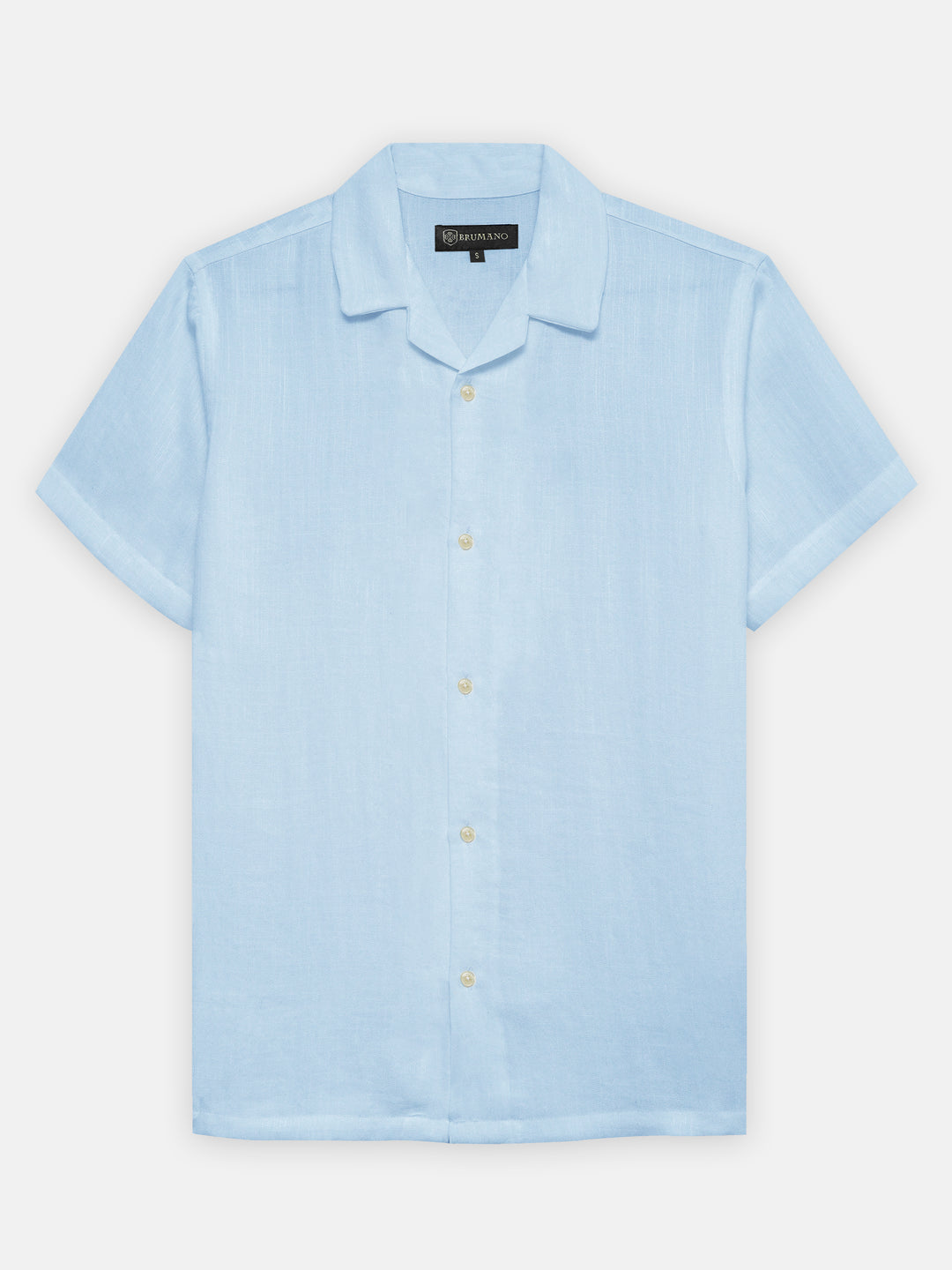 Sky blue linen half sleeve cuban collar shirt