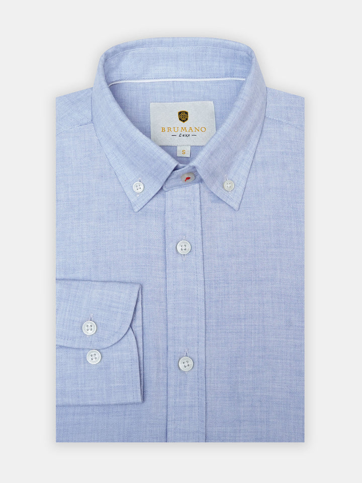 Sky Blue Melange Super Soft Wool Blended Shirt - Luxe