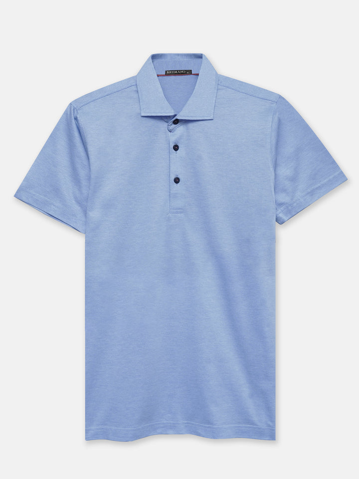Sky Blue Mercerized Polo With Cutaway Collar