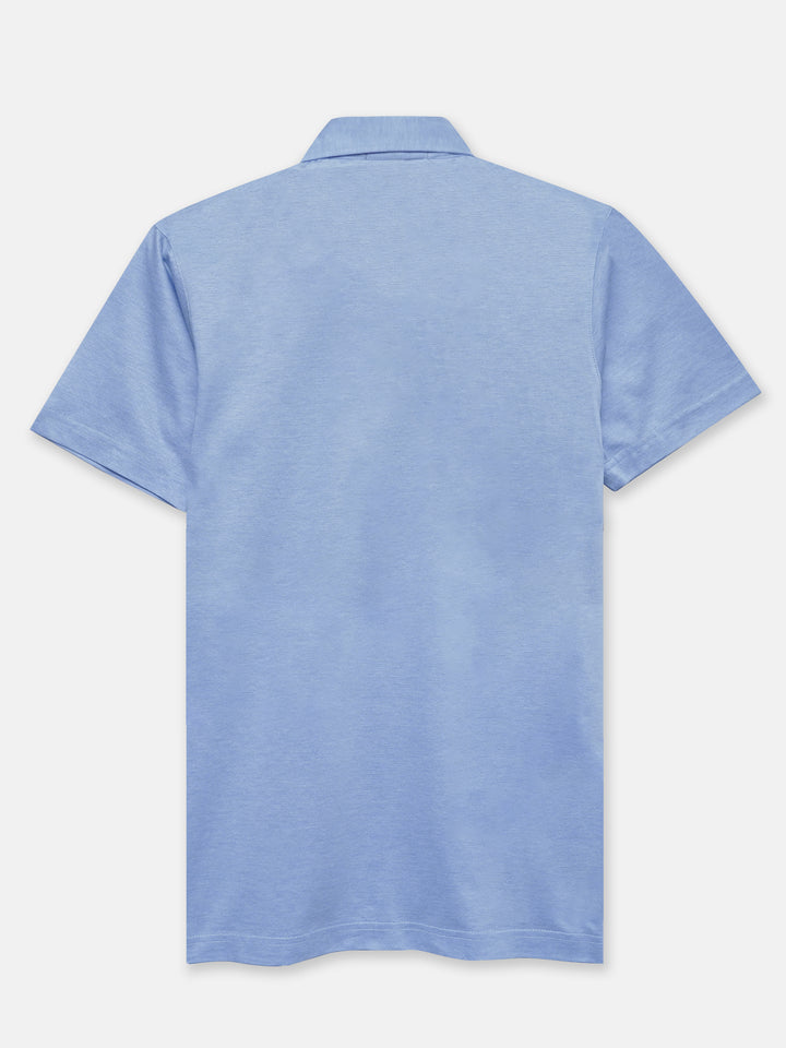 Back image of Sky Blue Mercerized Polo With Cutaway Collar