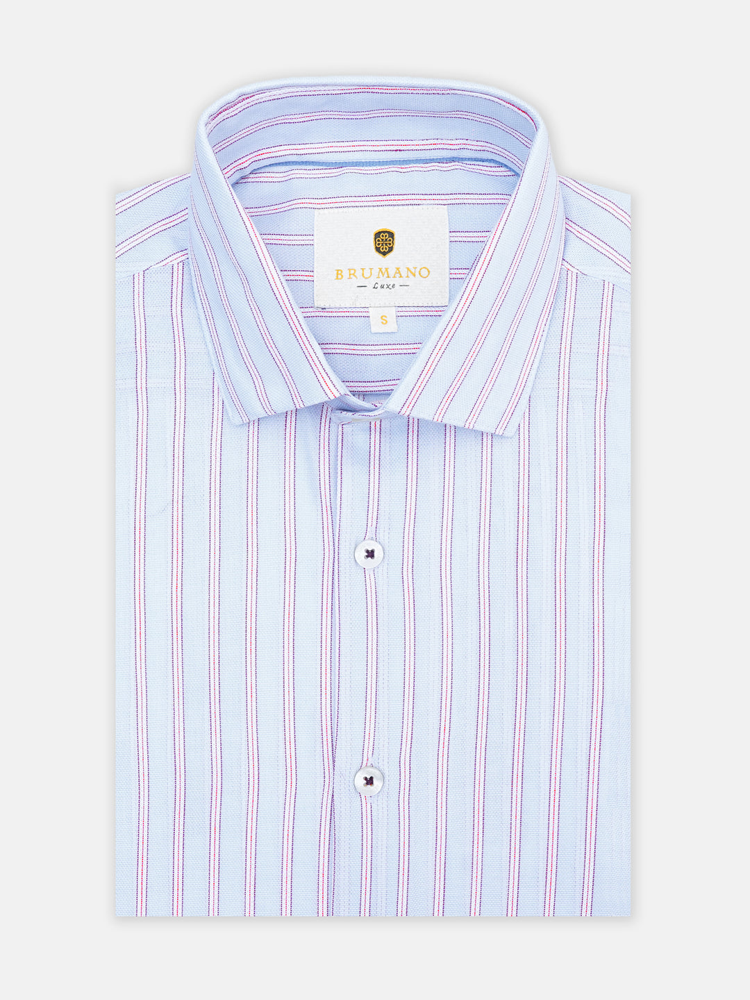 Sky Blue & Pink Striped Formal Shirt - Luxe