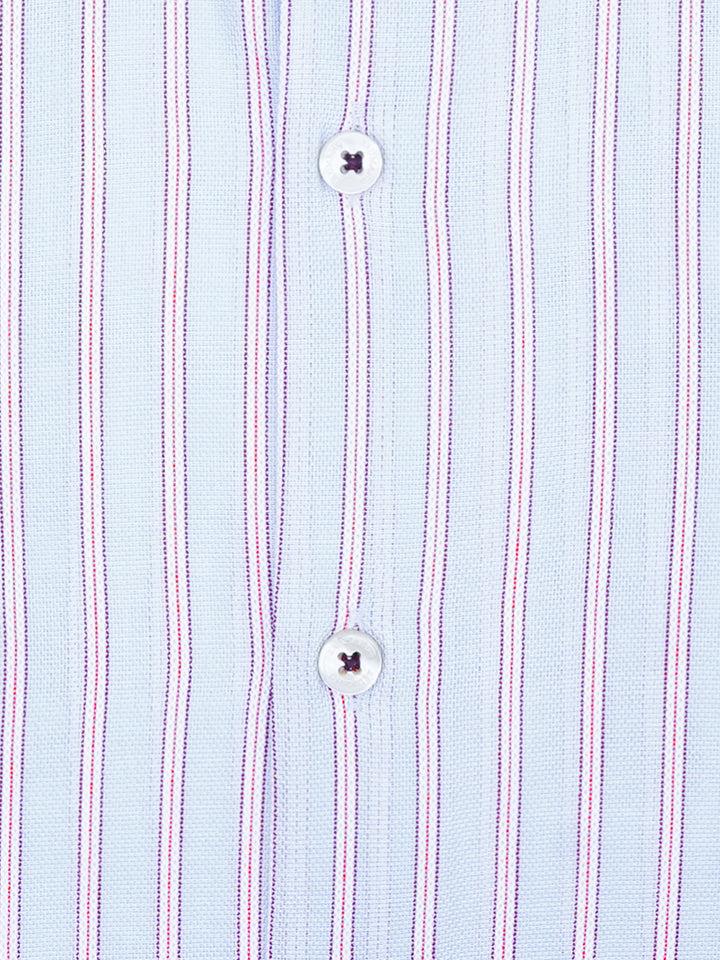 Sky Blue & Pink Striped Formal Shirt - Luxe